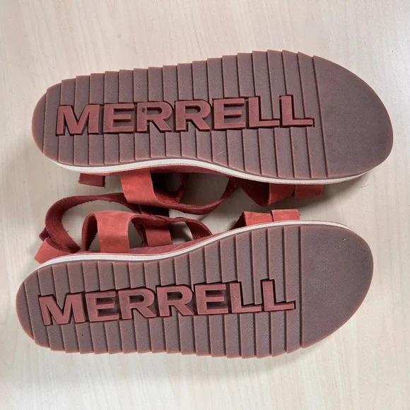 Merrell Redwood Sandals Womens 9 Red Brown Leather Strappy Platform J000572 - Picture 9 of 9